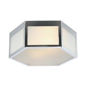 Minimo Hexagon Metal/Frosted Glass LED Flush Mount - JONATHAN Y